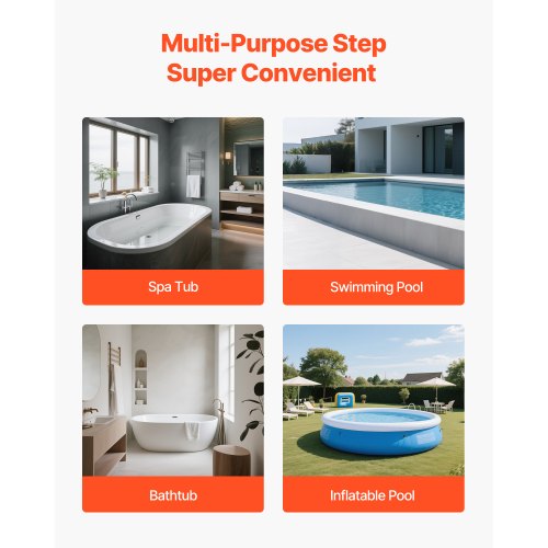 Hot Tub Steps with Handrail 3Step Spa Outdoor Stairs Heavy Duty 25.2 inch