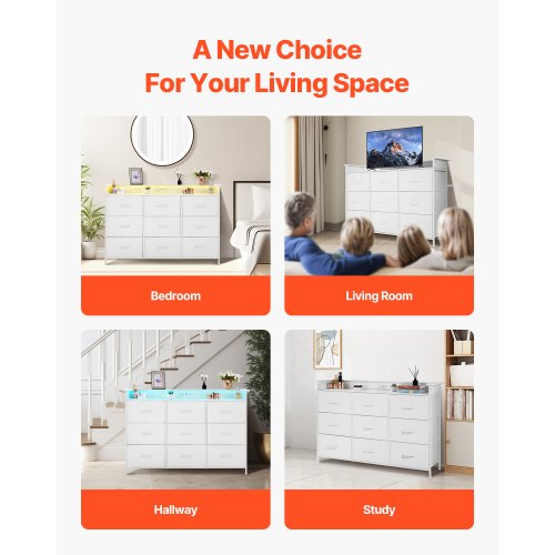 9 Drawer Dresser Tall Drawer Dresser with Fabric Bin Closet Storage
