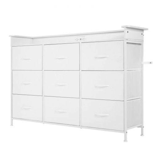 9 Drawer Dresser Tall Drawer Dresser with Fabric Bin Closet Storage