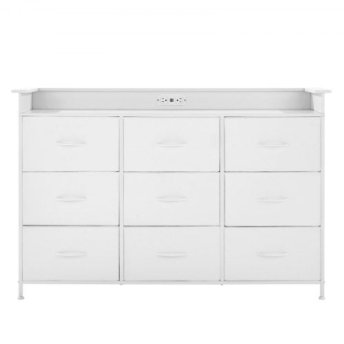 9 Drawer Dresser Tall Drawer Dresser with Fabric Bin Closet Storage