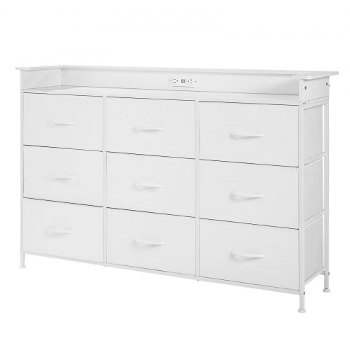 9 Drawer Dresser Tall Drawer Dresser with Fabric Bin Closet Storage