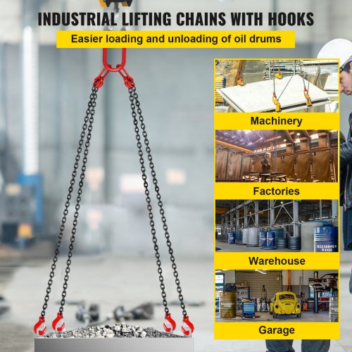 Chain Sling 516 inch x 10 ft Lifting Chains with Hooks G80 Engine Chain