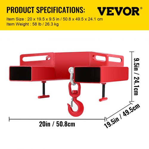 3 Tonne Large Forklift Lifting Hook Attachment 3000kg Telehandler Crane Jib