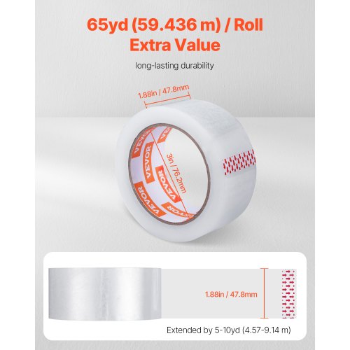 Clear Packing Tape 3 inches Core 24 Rolls 188 Inches x 65 Yards Packing