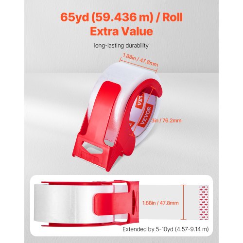 Clear Packing Tape 3 inches Core 6 Rolls 188 Inches x 65 Yards Packing
