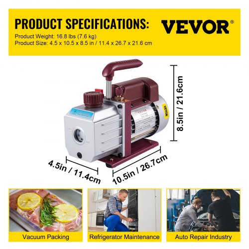 Vacuum Pump 45CFM Vacuum Pump HVAC SingleStage Rotary Vane Vacuum Pump