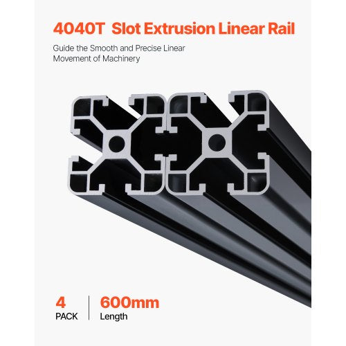 4PCS 23.6 in 600 mm T Slot 4040 Aluminum Extrusion Profile European