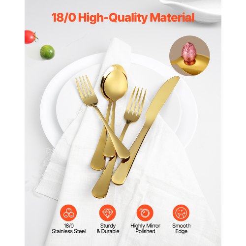 100Piece Gold Silverware Set FoodGrade Stainless Steel Flatware Utensils