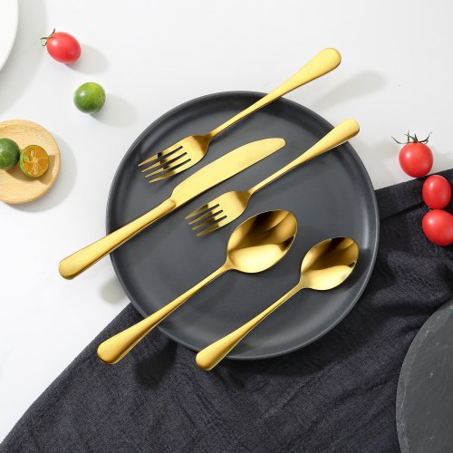 60Piece Gold Silverware Set FoodGrade Stainless Steel Flatware Utensils