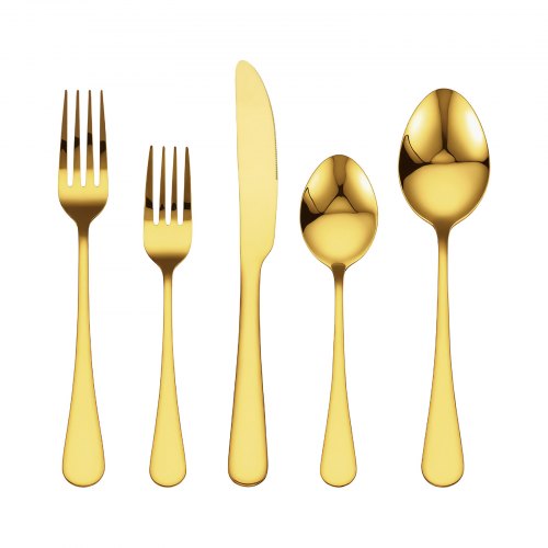 60Piece Gold Silverware Set FoodGrade Stainless Steel Flatware Utensils