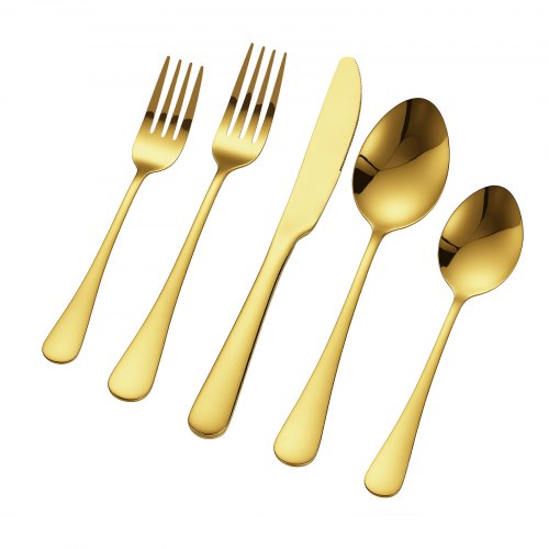 60Piece Gold Silverware Set FoodGrade Stainless Steel Flatware Utensils
