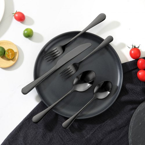 30Piece Black Silverware Set FoodGrade Stainless Steel Flatware Utensils
