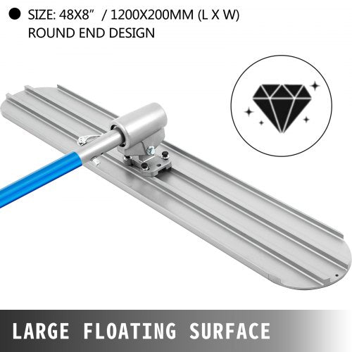 Bull Float Magnesium Concrete Float 48 x 8 Round End Concrete Float Tool
