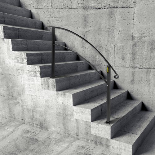 4Step Handrail Fits 1 or 4 Steps Matte Black Stair Rail Wrought Iron