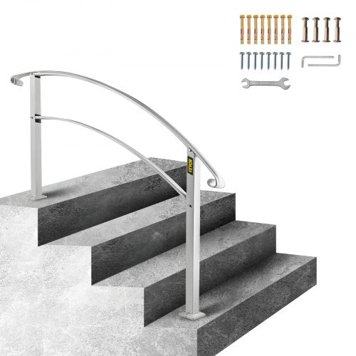 Handrails for Outdoor Steps Fit 1 or 4 Steps Outdoor Stair Railing White