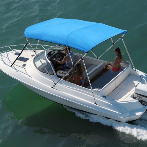 4 Bow Boat Bimini Tops 600D Polyester Canopy with Aluminum Alloy Frame