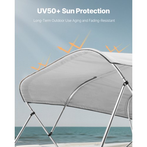 4 Bow Boat Bimini Tops 600D Polyester Canopy Waterproof Sun Protection