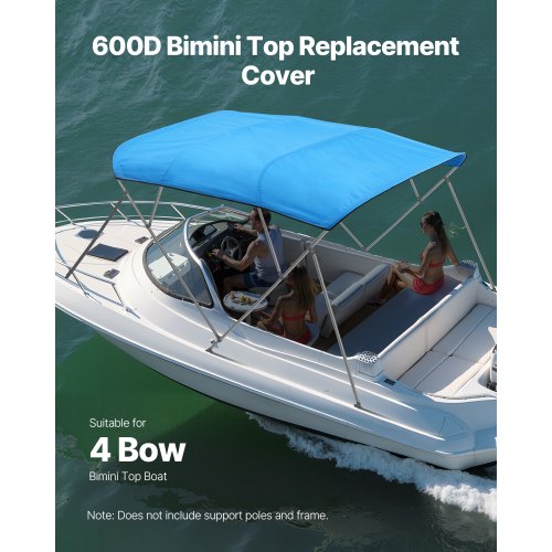 4 Bow Boat Bimini Tops 600D Polyester Canopy Waterproof Sun Protection