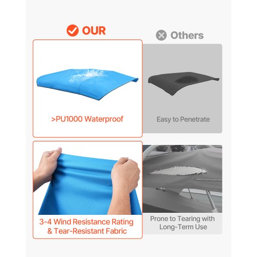 4 Bow Boat Bimini Tops 600D Polyester Canopy Waterproof Sun Protection