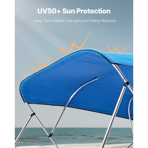 4 Bow Boat Bimini Tops 600D Polyester Canopy Waterproof Sun Protection