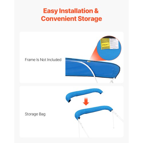 4 Bow Boat Bimini Tops 600D Polyester Canopy Waterproof Sun Protection