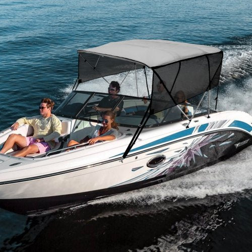 4 Bow Bimini Top Boat Cover Detachable Mesh Sidewalls 600D Polyester