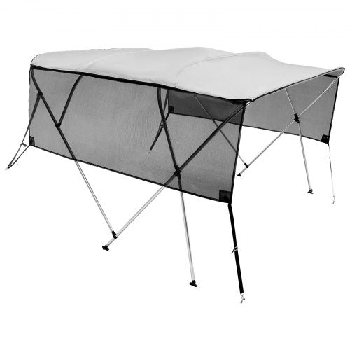 4 Bow Bimini Top Boat Cover Detachable Mesh Sidewalls 600D Polyester