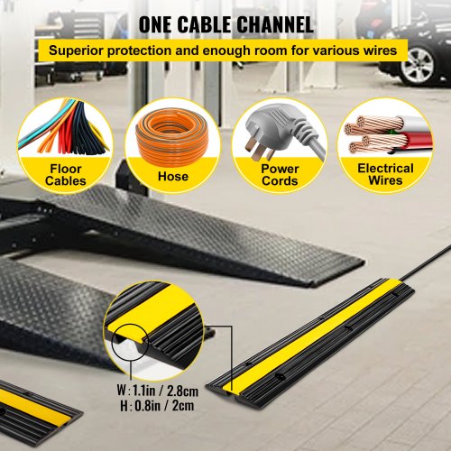 4 Pack of 1Channel Rubber Cable Protector Ramps Heavy Duty 22046Lbs Load