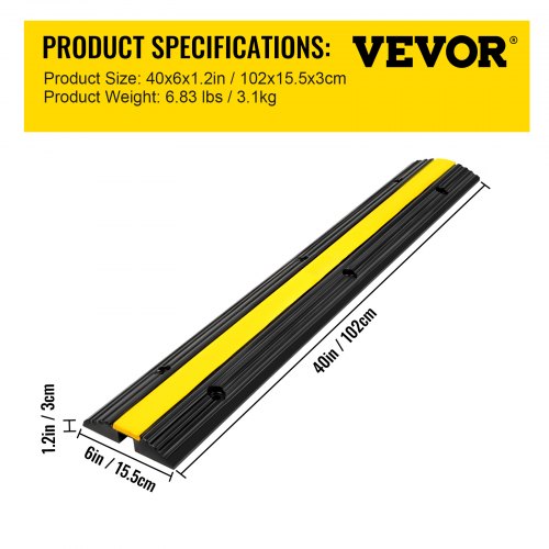 4 Pack of 1Channel Rubber Cable Protector Ramps Heavy Duty 22046Lbs Load
