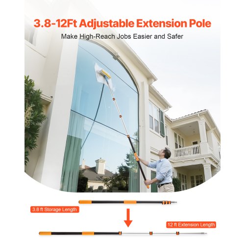 Telescopic Extension Pole 3.8 - 12 FT MultiPurpose Extendable Pole Sturdy