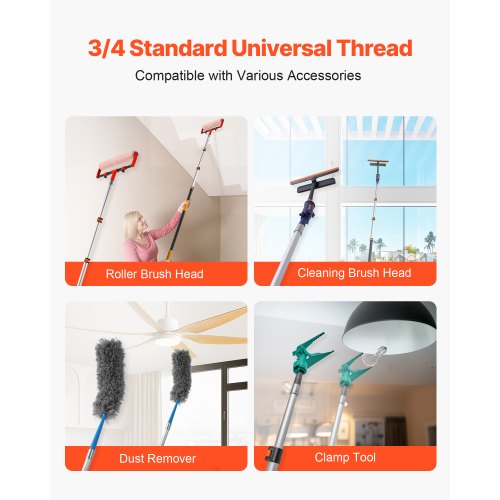 Telescopic Extension Pole 3.8 - 12 FT MultiPurpose Extendable Pole Sturdy