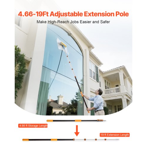 Telescopic Extension Pole 4.66 - 19 FT MultiPurpose Extendable Pole Sturdy