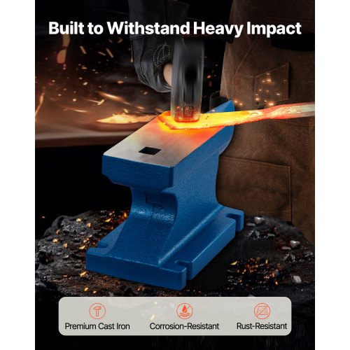 Single Horn Anvil 55Lbs Cast Iron Anvil Blacksmith Withstands Heavy