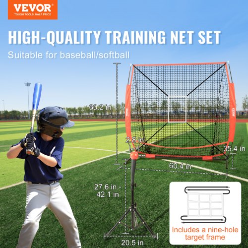 5x5 ft Baseball Softball Practice Net Portable Baseball Training Net