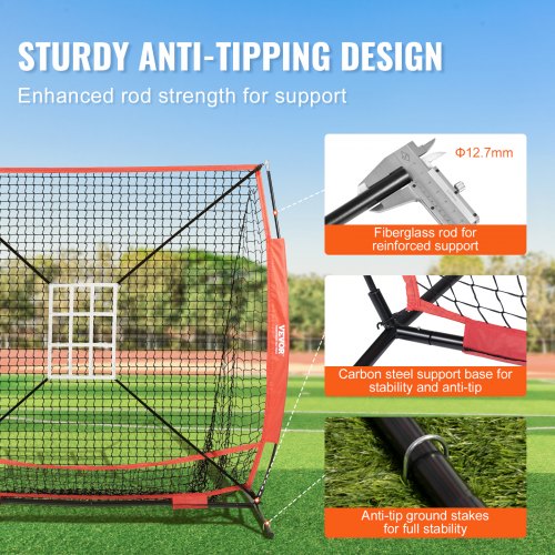 5x5 ft Baseball Softball Practice Net Portable Baseball Training Net