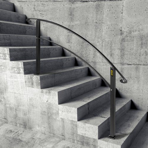 Handrails for Outdoor Steps Fit 1 or 5 Steps Outdoor Stair Railing Black