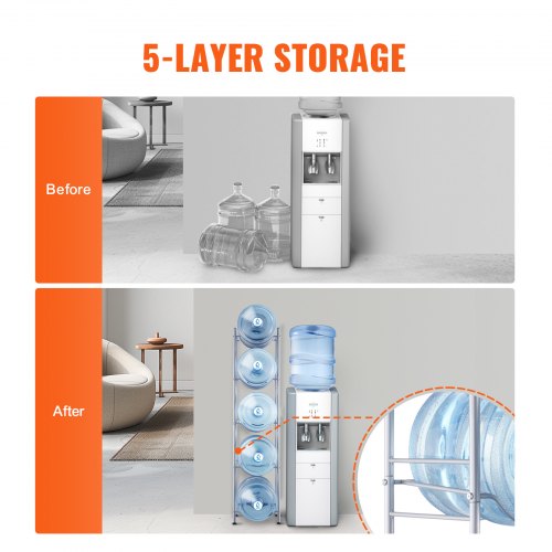 5 Tiers Water Jug Holder 5 Gallon Water Bottle Holder Single Row Water