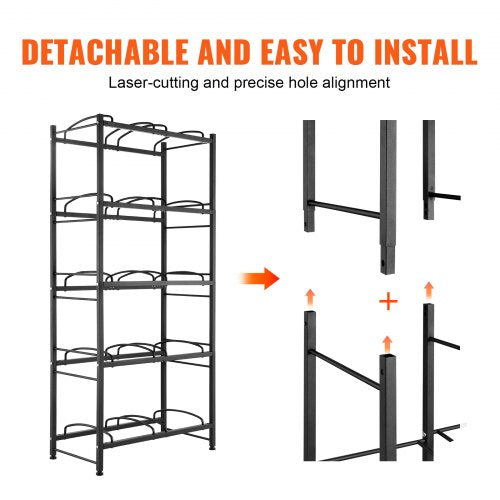 5Tier Water Jug Holder Double Row Water Bottle Rack for 10 Bottles Black – 10 W