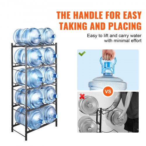5Tier Water Jug Holder Double Row Water Bottle Rack for 10 Bottles Black – 10 W