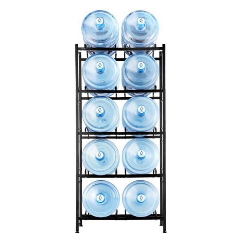 5Tier Water Jug Holder Double Row Water Bottle Rack for 10 Bottles Black – 10 W
