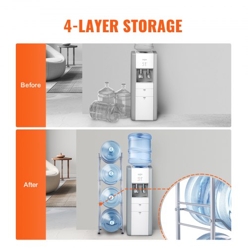 4 Tiers Water Jug Holder 5 Gallon Water Bottle Holder Single Row Water