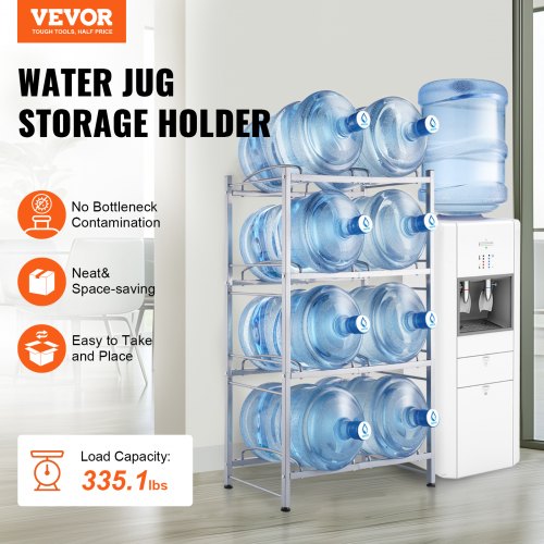 4 Tiers Water Jug Holder 5 Gallon Water Bottle Holder Double Row Water
