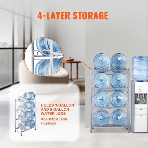4 Tiers Water Jug Holder 5 Gallon Water Bottle Holder Double Row Water