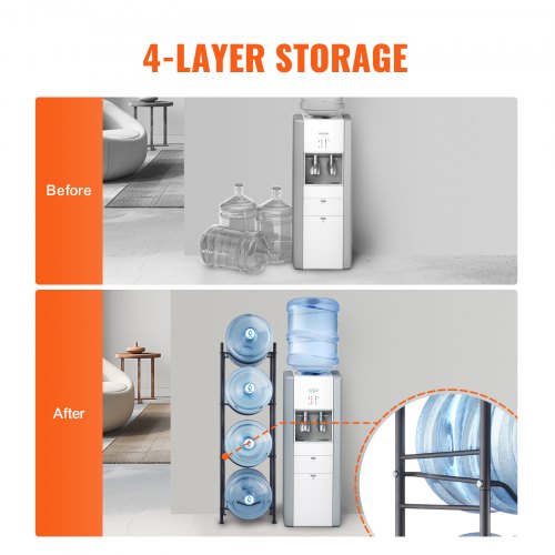 4 Tiers Water Jug Holder 5 Gallon Water Bottle Holder Single Row Water