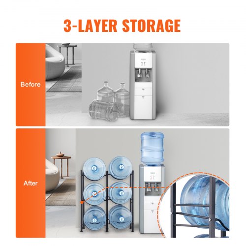 3 Tiers Water Jug Holder 5 Gallon Water Bottle Holder Double Row Water