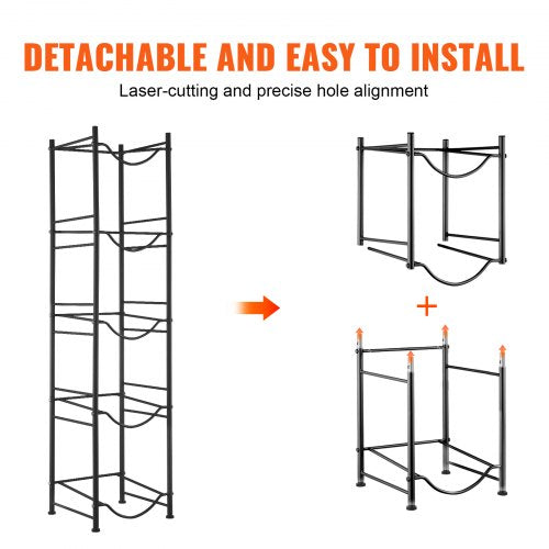 5 Tiers Water Jug Holder Single Row Water Bottle Rack for 5 Bottles Black – 5 W