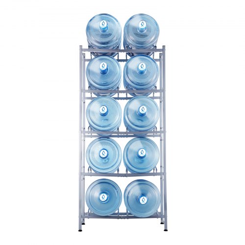 5Tier Water Jug Holder Double Row Water Jug Rack 10 Bottles Silver Gray – 10 W