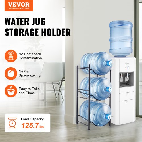 3 Tiers Water Jug Holder Single Row Water Bottle Rack for 3 Bottles Black – 3 W