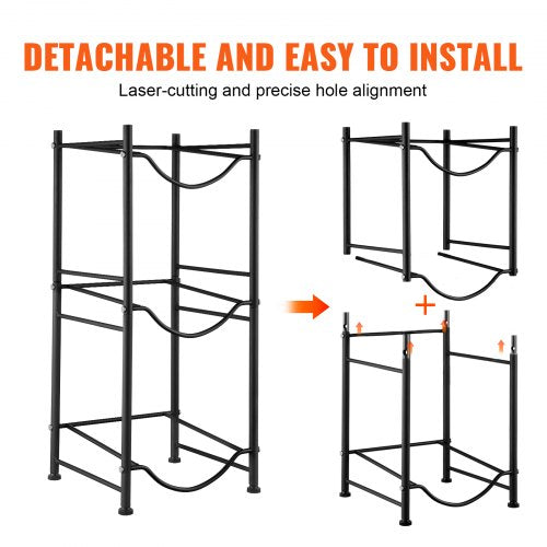 3 Tiers Water Jug Holder Single Row Water Bottle Rack for 3 Bottles Black – 3 W