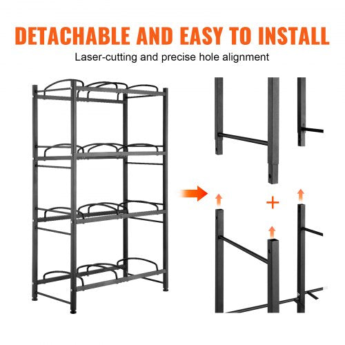 4 Tiers Water Jug Holder Double Row Water Bottle Rack for 8 Bottles Black – 8 W